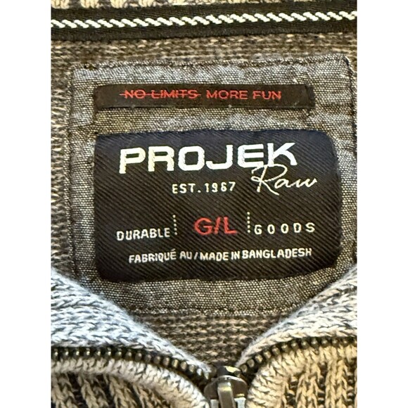 Projek Raw Mens Gray Knit 1/4 Zip Pullover Mock Neck Sweater Size Large - Picture 3 of 11